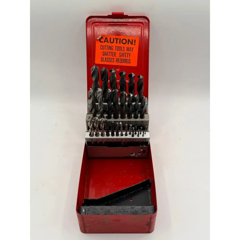 Vintage Union 29-Piece Fractional Drill Bit Set with Red Metal Index Case
